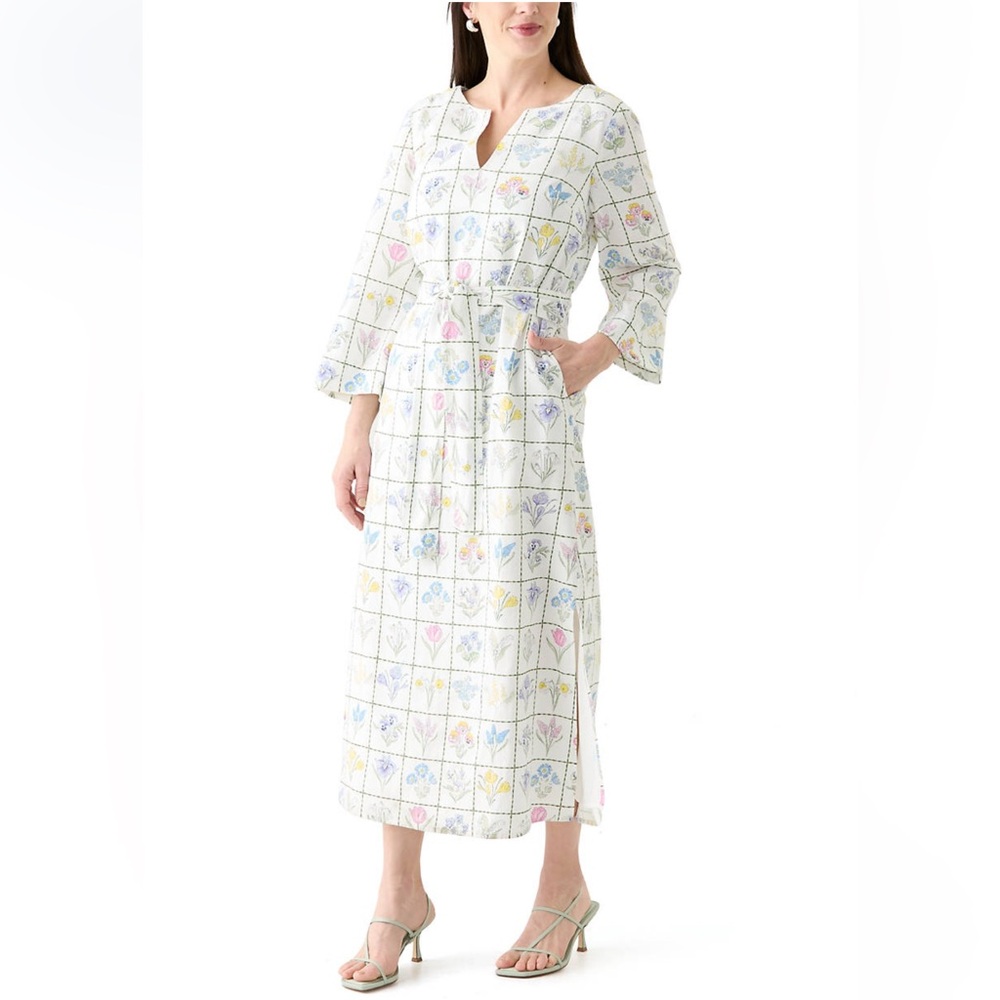 Crown & Ivy Woman’s Printed Kaftan with Belt Maxi Dress Sz M NWT